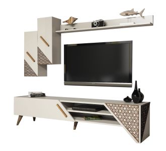 ΣΥΝΘΕΣΗ ΤΗΛΕΟΡΑΣΗΣ HM9514.03 ΜΕΛΑΜΙΝΗΣ ΣΕ ΚΡΕΜ ΧΡΩΜΑ  180x37x40Y εκ. |  Έπιπλα τηλεόρασης στο espiti