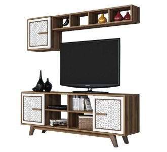 ΣΥΝΘΕΣΗ ΤΗΛΕΟΡΑΣΗΣ HM9513.03 ΜΕΛΑΜΙΝΗΣ ΣΕ ΚΑΡΥΔΙ KAI ΛΕΥΚΟ 160x35x56.2Yεκ. |  Έπιπλα τηλεόρασης στο espiti