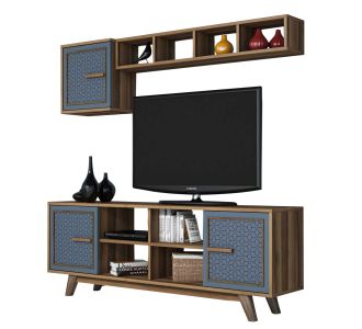 ΣΥΝΘΕΣΗ ΤΗΛΕΟΡΑΣΗΣ HM9513.02 ΜΕΛΑΜΙΝΗΣ ΣΕ ΚΑΡΥΔΙ KAI ΜΠΛΕ 160x35x56.2Yεκ. |  Έπιπλα τηλεόρασης στο espiti