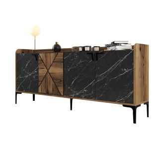 ΜΠΟΥΦΕΣ ΜΕΛΑΜΙΝΗΣ ΚΑΡΥΔΙ ΜΕ ΟΨΗ ΜΑΥΡΟΥ ΜΑΡΜΑΡΟΥ HM9433.03  180x35x78Υ εκ. |  Μπουφέδες στο espiti