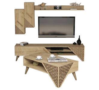 ΣΥΝΘΕΣΗ ΣΑΛΟΝΙΟΥ ΜΕΛΑΜΙΝΗΣ 2 ΤΜΧ ΦΥΣΙΚΟ OAK HM11849.01 |  Συνθέσεις σαλονιού στο espiti