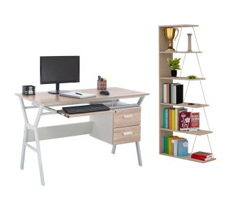 ΣΕΤ ΓΡΑΦΕΙΟΥ HM11769 2ΤΜΧ ΜΕΛΑΜΙΝΗ ΣΕ SONOMA- ΛΕΥΚΟ ΜΕΤΑΛΛΟ |  Γραφεία στο espiti