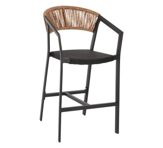 ΣΚΑΜΠΟ ΑΛΟΥΜΙΝΙΟΥ HM5892.15 ΜΕΣΑΙΟΥ ΥΨΟΥΣ RATTAN & TEXTLINE ΜΑΥΡΟ ΜΠΕΖ 55x56,5x99Υ |  Σκαμπώ κήπου στο espiti