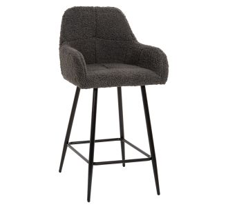 ΣΚΑΜΠΟ ΜΕΣΑΙΟΥ ΥΨΟΥΣ STRIKE HM8592.01 ΥΦΑΣΜΑ TEDDY ΓΚΡΙ-ΜΑΥΡΑ ΜΕΤΑΛΛΙΚΑ ΠΟΔΙΑ 50x50x94,5Υεκ. |  Σκαμπώ μπαρ στο espiti