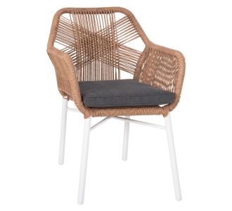 ΠΟΛΥΘΡΟΝΑ TOPIN HM6048.01 ΑΛΟΥΜΙΝΙΟ ΛΕΥΚΟ-P.E. RATTAN ΑΝΟΙΧΤΟ ΚΑΦΕ-ΜΑΞΙΛΑΡΙ ΓΚΡΙ 58x60x83Υ εκ |  Πολυθρόνες κήπου στο espiti