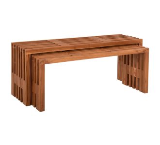 ΤΡΑΠΕΖΙΑ ΣΑΛΟΝΙΟΥ ΣΕΤ 2ΤΜΧ NYA HM9828 ΜΑΣΙΦ ΞΥΛΟ TEAK ΣΕ ΦΥΣΙΚΟ  110x30x46Υεκ. |  Τραπέζια στο espiti