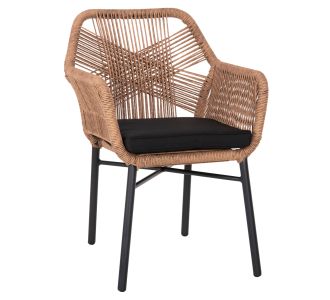 ΠΟΛΥΘΡΟΝΑ TOPIN HM6048.02 ΑΛΟΥΜΙΝΙΟ ΜΑΥΡΟ-P.E. RATTAN ΜΠΕΖ-ΜΑΞΙΛΑΡΙ ΜΑΥΡΟ 57x65x84Υ εκ |  Πολυθρόνες κήπου στο espiti