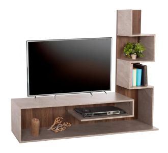 ΣΥΝΘΕΤΟ ΤΗΛΕΟΡΑΣΗΣ EDELIE HM8908.14 ΜΕΛΑΜΙΝΗ ΓΚΡΙ STONE TEXTURE-ΦΥΣΙΚΟ 150x29,5x120Υεκ. |  Έπιπλα τηλεόρασης στο espiti