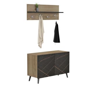 ΕΠΙΠΛΟ ΕΙΣΟΔΟΥ DELPHINE HM8876.12 ΜΕΛΑΜΙΝΗ ΣΕ ΦΥΣΙΚΟ-ΜΑΥΡΟ ΜΑΡΜΑΡΟ 80x31.5x52Yεκ |  Βιτρίνες - Έπιπλα εισόδου στο espiti