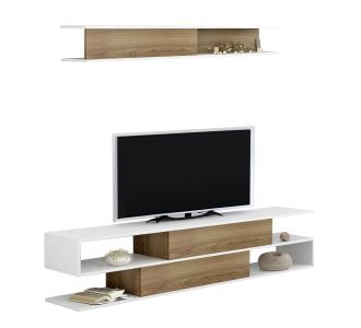 ΣΥΝΘΕΤΟ ΤΗΛΕΟΡΑΣΗΣ BIRGITTA HM8903.11 ΜΕΛΑΜΙΝΗ ΣΕ ΦΥΣΙΚΟ-ΛΕΥΚΟ 181x31,5x39,6Υεκ |  Συνθέσεις σαλονιού στο espiti