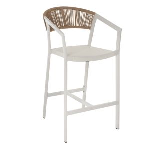 ΣΚΑΜΠΟ ΑΛΟΥΜΙΝΙΟΥ ΛΕΥΚΟ ΜΕ ΜΠΡΑΤΣΑ RATTAN & TEXTLINE 56x58x105Yεκ. HM5892.22 |  Σκαμπώ κήπου στο espiti
