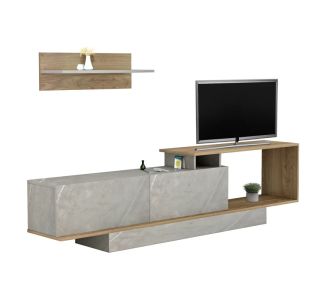 ΣΥΝΘΕΤΟ ΤΗΛΕΟΡΑΣΗΣ GARCELLE HM8904.14 ΜΕΛΑΜΙΝΗ ΦΥΣΙΚΟ-STONE TEXTURE 180x29,6x45Υεκ |  Έπιπλα τηλεόρασης στο espiti