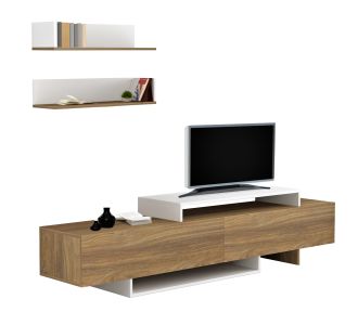 ΣΥΝΘΕΤΟ ΤΗΛΕΟΡΑΣΗΣ EDUARDO HM8909.11 ΜΕΛΑΜΙΝΗ ΣΕ ΦΥΣΙΚΟ-ΛΕΥΚΟ 180x29,5x45Υεκ. |  Έπιπλα τηλεόρασης στο espiti