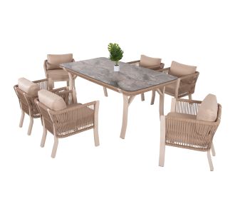 ΣΕΤ ΤΡΑΠΕΖΑΡΙΑΣ ΕΞ.ΧΩΡΟΥ 7ΤΜΧ DRIMM HM6119.01 ΑΛΟΥΜΙΝΙΟ ΜΠΕΖ- ΣΧΟΙΝΙ ΚΑΠΟΥΤΣΙΝΟ |  Σετ τραπεζαρία κήπου στο espiti