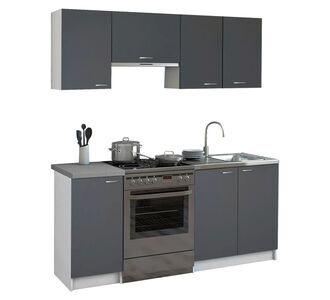 ΣΥΝΘΕΣΗ ΚΟΥΖΙΝΑΣ MAURICE ΜΕΛΑΜΙΝΗ ΓΚΡΙ-ΛΕΥΚΟ HM2441.10 180x29,2-46εκ. |  Επιπλα στο espiti