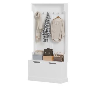 ΕΠΙΠΛΟ ΕΙΣΟΔΟΥ KAYLOR HM2475.03 ΜΕ ΚΡΕΜΑΣΤΡΕΣ&ΑΠΟΘ.ΧΩΡΟ-MDF ΣΕ ΛΕΥΚΟ 93x34x180Υεκ |  Βιτρίνες - Έπιπλα εισόδου στο espiti