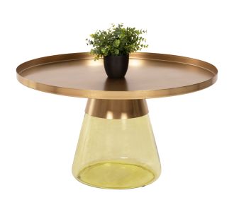 ΤΡΑΠΕΖΙ ΣΑΛΟΝΙΟΥ SCAL HM9724 ΒΑΣΗ ΠΡΑΣΙΝΟ ΓΥΑΛΙ-TOP ΧΡΥΣΟ ΜΕΤΑΛΛΟ Φ76x43,5Υεκ |  Τραπέζια στο espiti