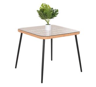 ΤΡΑΠΕΖΙ ΤΕΤΡΑΓΩΝΟ ALLEGRA HM5536.11 ΜΕΤΑΛ.ΜΑΥΡΟ-P.E. RATTAN ΦΥΣΙΚΟ 79,5x79,5x72,5Υεκ |  Τραπέζια κήπου στο espiti