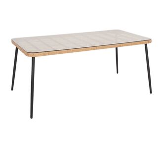 ΤΡΑΠΕΖΙ ΟΡΘΟΓΩΝΙΟ ALLEGRA HM5538.11 ΜΕΤΑΛ.ΜΑΥΡΟ-P.E. RATTAN ΦΥΣΙΚΟ 159,5x89,5x72Υεκ. |  Τραπέζια κήπου στο espiti