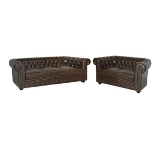 ΣΕΤ ΣΑΛΟΝΙ 2/ΘΕΣΙΟ & 3/ΘΕΣΙΟ CHESTERFIELD ΣΚΟΥΡΟ ΚΑΦΕ |  Καναπέδες γωνιακοί στο espiti
