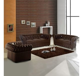 ΣΕΤ ΣΑΛΟΝΙ 2ΘΕΣΙΟ & 3ΘΕΣΙΟ & ΠΟΛΥΘΡΟΝΑ CHESTERFIELD ΣΚΟΥΡΟ ΚΑΦΕ |  Καναπέδες γωνιακοί στο espiti