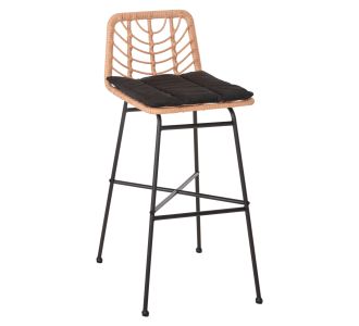 ΣΚΑΜΠΟ ΜΠΑΡ ΨΗΛΟ GERALD HM5706.11 ΜΕΤΑΛΛΟ&ΜΑΞΙΛΑΡΙ ΜΑΥΡΟ-WICKER ΜΠΕΖ 49x50x101Υεκ. |  Σκαμπώ κήπου στο espiti