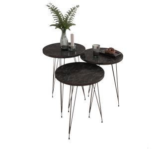 ΣΕΤ ΒΟΗΘ.ΤΡΑΠΕΖΑΚΙΑ NISSA HM18173.02 ΜΕΛΑΜΙΝΗ ΜΑΥΡΟ ΜΑΡΜΑΡΟ-ΜΑΥΡΑ ΜΕΤΑΛ.ΠΟΔΙΑ |  Τραπέζια στο espiti