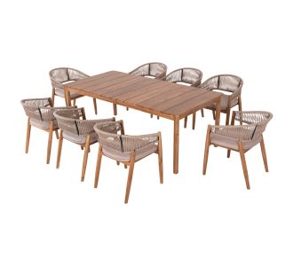 ΣΕΤ ΤΡΑΠΕΖΑΡΙΑΣ 9ΤΜΧ NAVANT HM21066.02 ΤΡΑΠΕΖΙ & 8 ΚΑΡΕΚΛΕΣ ΞΥΛΟ ΑΚΑΚΙΑΣ-ΣΧΟΙΝΙ ΜΠΕΖ |  Σετ τραπεζαρία κήπου στο espiti