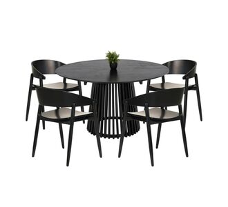 ΣΕΤ ΤΡΑΠΕΖΑΡΙΑΣ 5ΤΜΧ CANOP HM21077.02 ΣΤΡΟΓΓΥΛΟ ΤΡΑΠΕΖΙ Φ150εκ.& 4 ΚΑΡΕΚΛΕΣ-ΜΑΥΡΟ |  Σετ τραπεζαρίες στο espiti