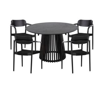 ΣΕΤ ΤΡΑΠΕΖΑΡΙΑΣ 5ΤΜΧ OSLO HM21075.01 ΣΤΡΟΓΓΥΛΟ ΤΡΑΠΕΖΙ Φ120εκ. & 4 ΚΑΡΕΚΛΕΣ-ΜΑΥΡΟ |  Σετ τραπεζαρίες στο espiti