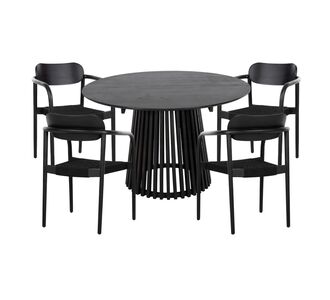 ΣΕΤ ΤΡΑΠΕΖΑΡΙΑΣ 5ΤΜΧ OSLO HM21075.01 ΣΤΡΟΓΓΥΛΟ ΤΡΑΠΕΖΙ Φ120εκ. & 4 ΚΑΡΕΚΛΕΣ-ΜΑΥΡΟ |  Σετ τραπεζαρίες στο espiti