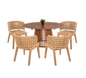 ΣΕΤ ΤΡΑΠΕΖΑΡΙΑΣ 5ΤΜΧ FARLEY HM21076.02 ΣΤΡΟΓΓΥΛΟ ΤΡΑΠΕΖΙ Φ150εκ. & 4 ΚΑΡΕΚΛΕΣ |  Σετ τραπεζαρίες στο espiti