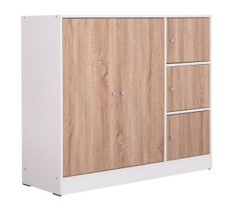 ΝΤΟΥΛΑΠΙ ΜΕ 4 ΑΠΟΘ.ΧΩΡΟΥΣ MATIN HM2480.01 SONAMA OAK-ΛΕΥΚΗ ΜΕΛΑΜΙΝΗ 117x39,5x99,5Υεκ |  Ντουλάπες ρούχων στο espiti