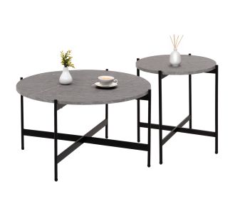 ΣΕΤ 2ΤΜΧ ΤΡΑΠΕΖΙΑ ΣΑΛΟΝΙΟΥ RONDA HM21089.01 MDF ΓΚΡΙ ΜΑΡΜΑΡΟ Φ80εκ & Φ50εκ |  Τραπέζια στο espiti