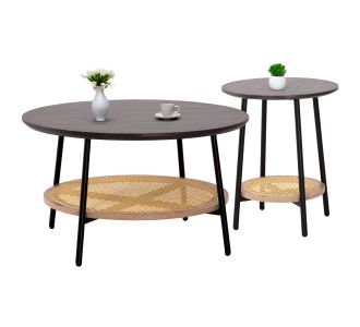 ΣΕΤ 2ΤΜΧ ΤΡΑΠΕΖΙΑ ΣΑΛΟΝΙΟΥ SEWELL HM21087 MDF-ΜΕΤΑΛΛΟ-ΣΥΝΘΕΤΙΚΟ RATTAN Φ80εκ & Φ45εκ |  Τραπέζια στο espiti