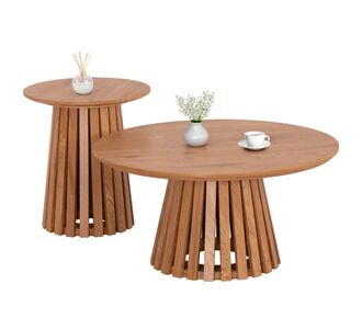ΣΕΤ 2ΤΜΧ ΤΡΑΠΕΖΙΑ ΣΑΛΟΝΙΟΥ TALBERT HM21083 MDF ΦΥΣΙΚΟ ΞΥΛΟΥ Φ80εκ & Φ45εκ |  Τραπέζια στο espiti
