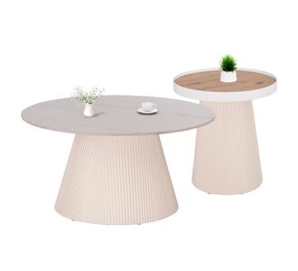 ΣΕΤ 2ΤΜΧ ΤΡΑΠΕΖΙΑ ΣΑΛΟΝΙΟΥ DUNCAN HM21082 MDF ΚΡΕΜ ΚΑΙ ΚΕΡΑΜΙΚΟ TOP Φ80εκ & Φ45εκ |  Τραπέζια στο espiti