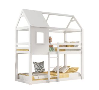 ΠΑΙΔΙΚΗ ΚΟΥΚΕΤΑ ΣΠΙΤΑΚΙ  τ.MONTESSORI HOOD HM705.03 ΞΥΛΟ ΠΕΥΚΟΥ ΣΕ ΛΕΥΚΟ-ΣΤΡΩΜΑΤΑ 190x90εκ |  Παιδικά έπιπλα στο espiti
