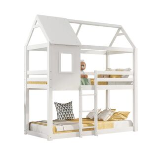 ΠΑΙΔΙΚΗ ΚΟΥΚΕΤΑ ΣΠΙΤΑΚΙ  τ.MONTESSORI HOOD HM705.03 ΞΥΛΟ ΠΕΥΚΟΥ ΣΕ ΛΕΥΚΟ-ΣΤΡΩΜΑΤΑ 190x90εκ |  Παιδικά έπιπλα στο espiti