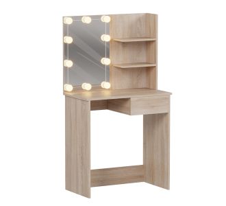 ΤΟΥΑΛΕΤΑ ΜΕ ΦΩΤΙΣΜΟ LED & ΡΑΦΙΑ LAURYN HM2501.01 ΜΕΛΑΜΙΝΗ ΣΕ SONAMA 75x40x134.5Υεκ |  Συρταριέρες -Κονσόλες στο espiti