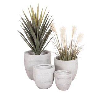 ΣΕΤ 4ΤΜΧ ΓΛΑΣΤΡΕΣ ΣΤΡΟΓΓΥΛΕΣ ΣΕΙΡΑ GARDENER HM4719 FIBERCLAY-ΧΡΩΜΑ CEMENT Φ44x43Υεκ |  Φυτά συνθετικά - Λουλούδια στο espiti