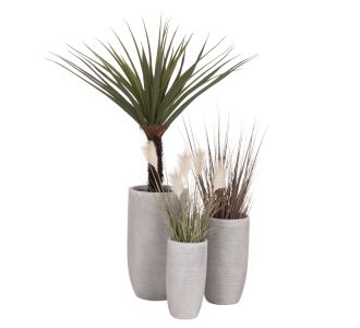 ΣΕΤ 3ΤΜΧ ΓΛΑΣΤΡΕΣ ΚΥΛΙΝΔΡΟΙ ΣΕΙΡΑ GARDENER HM4721 FIBERCLAY-ΧΡΩΜΑ CEMENT Φ42.5x78.5Υεκ |  Λουλούδια στο espiti