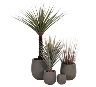 ΣΕΤ 4ΤΜΧ ΓΛΑΣΤΡΕΣ ΣΤΡΟΓΓΥΛΕΣ GARDENER HM4726 FIBERCLAY ΓΚΡΙΖΟΠΡΑΣΙΝΟ Φ55.5x53.5Υεκ |  Φυτά συνθετικά - Λουλούδια στο espiti