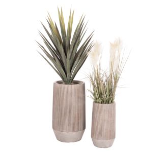 ΣΕΤ 2ΤΜΧ ΓΛΑΣΤΡΕΣ ΚΥΛΙΝΔΡΟΙ ΣΕΙΡΑ GARDENER HM4727 FIBERCLAY-ΧΡΩΜΑ CEMENT Φ36x63.5Υεκ |  Λουλούδια στο espiti
