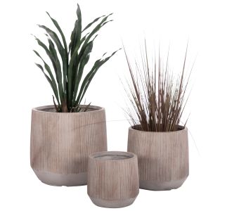 ΣΕΤ 3ΤΜΧ ΓΛΑΣΤΡΕΣ ΣΤΡΟΓΓΥΛΕΣ ΣΕΙΡΑ GARDENER HM4724 FIBERCLAY-ΧΡΩΜΑ CEMENT Φ59x55Υεκ |  Λουλούδια στο espiti