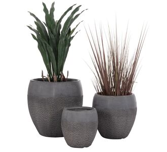 ΣΕΤ 3ΤΜΧ ΓΛΑΣΤΡΕΣ ΣΕΙΡΑ GARDENER HM4725 FIBERCLAY-ΣΕ ΣΚΟΥΡΟ CEMENT ΧΡΩΜΑ Φ55x54Υεκ |  Φυτά συνθετικά - Λουλούδια στο espiti