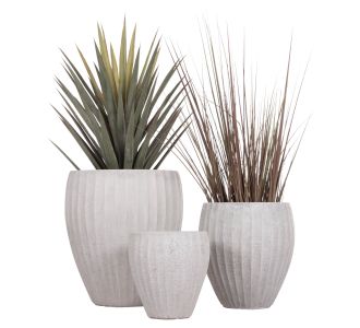 ΣΕΤ 3ΤΜΧ ΓΛΑΣΤΡΕΣ ΣΤΡΟΓΓΥΛΕΣ ΣΕΙΡΑ GARDENER HM4728 FIBERCLAY-ΧΡΩΜΑ CEMENT Φ49.5x56Υεκ |  Λουλούδια στο espiti