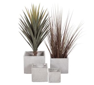 ΣΕΤ 4ΤΜΧ ΓΛΑΣΤΡΕΣ ΤΕΤΡΑΓΩΝΕΣ GARDENER HM4730 FIBERCLAY ΓΚΡΙ CEMENT 37x37x31.5Υεκ. |  Φυτά συνθετικά - Λουλούδια στο espiti