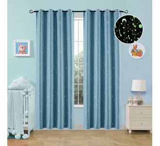 Beauty Home Κουρτίνα φωσφορίζουσα με 8 κρίκους Art 6140 140x260 Σιέλ       |  Ετοιμες παιδικές κουρτίνες στο espiti