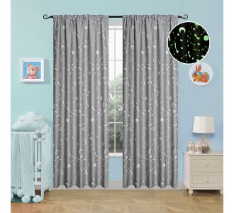 Beauty Home Κουρτίνα φωσφορίζουσα με τρέσα Art 6141 140x270 Γκρι       |  Ετοιμες παιδικές κουρτίνες στο espiti